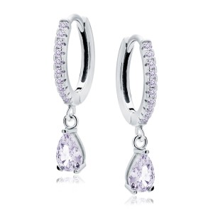 Cercei rotunzi argint cu pietre mov Teardrop DiAmanti Z1999DER_LV-DIA (Argint 925‰ 2 g.)